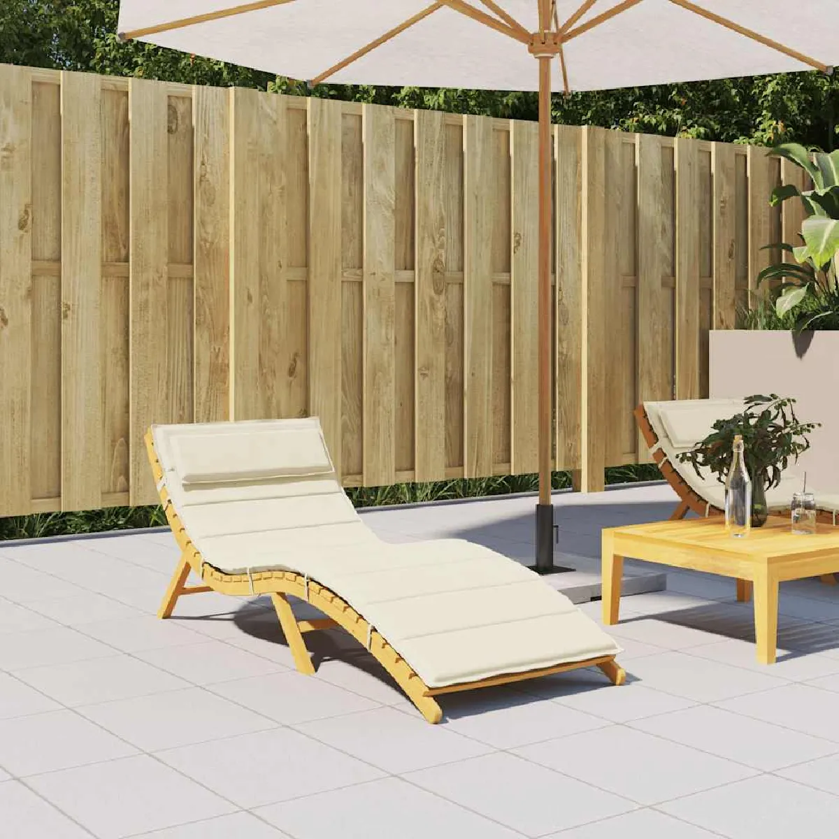 vidaXL Coussin de Chaise Longue Crème - vue 2