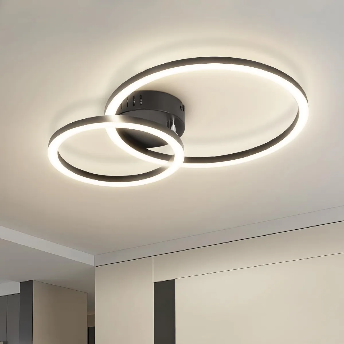 Zmh plafonnier LED rond design - Noir