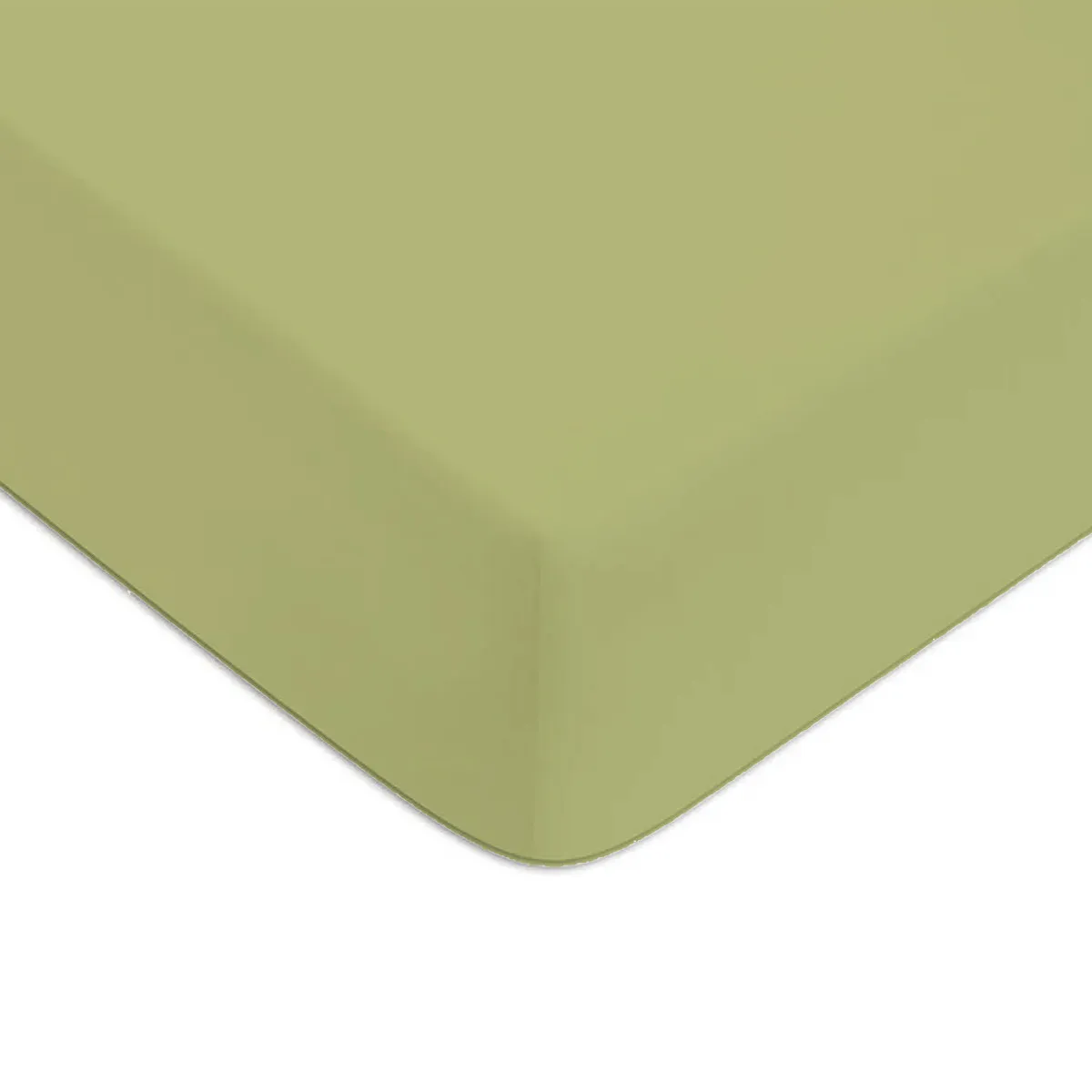 Drap housse en coton 57 fils uni bonnet 25cm tilleul 180x200cm