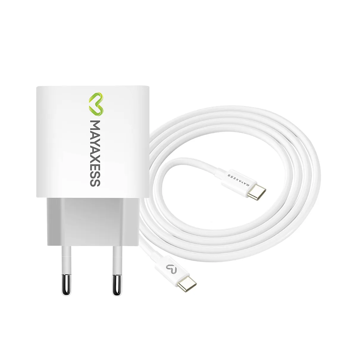 Mayaxess Blanc Chargeur Secteur Pour Iphone 15 Pro Max 20W + Câble Usb-C 1M