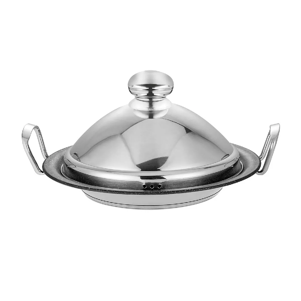 COCKTAIL SIGNATURE Signature Marmite &agrave; Tajine en Acier Inoxydable 26cm avec Couvercle D&ocirc;me Vapeur Argent