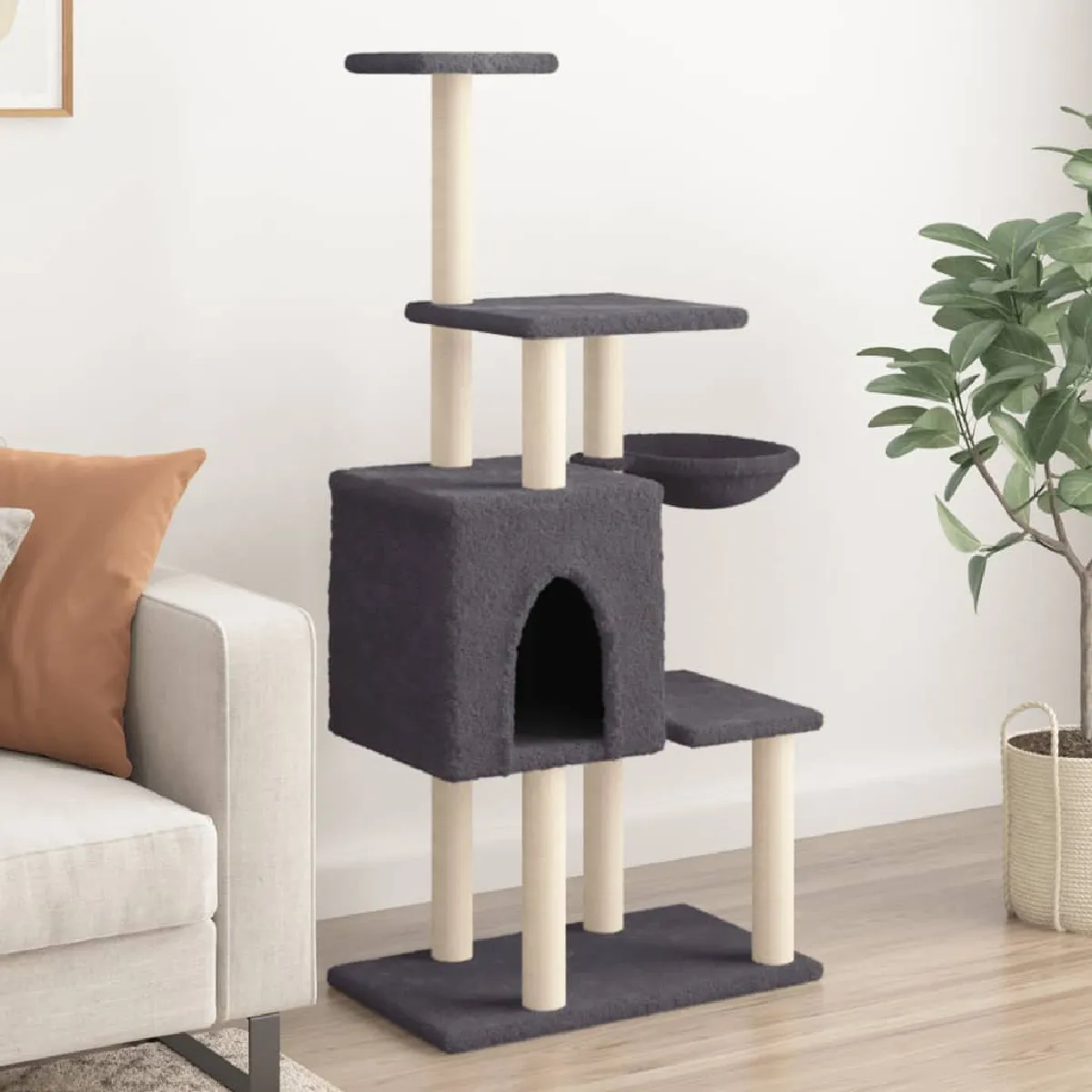 vidaXL Arbre à chat avec griffoirs 131 cm - vue 2