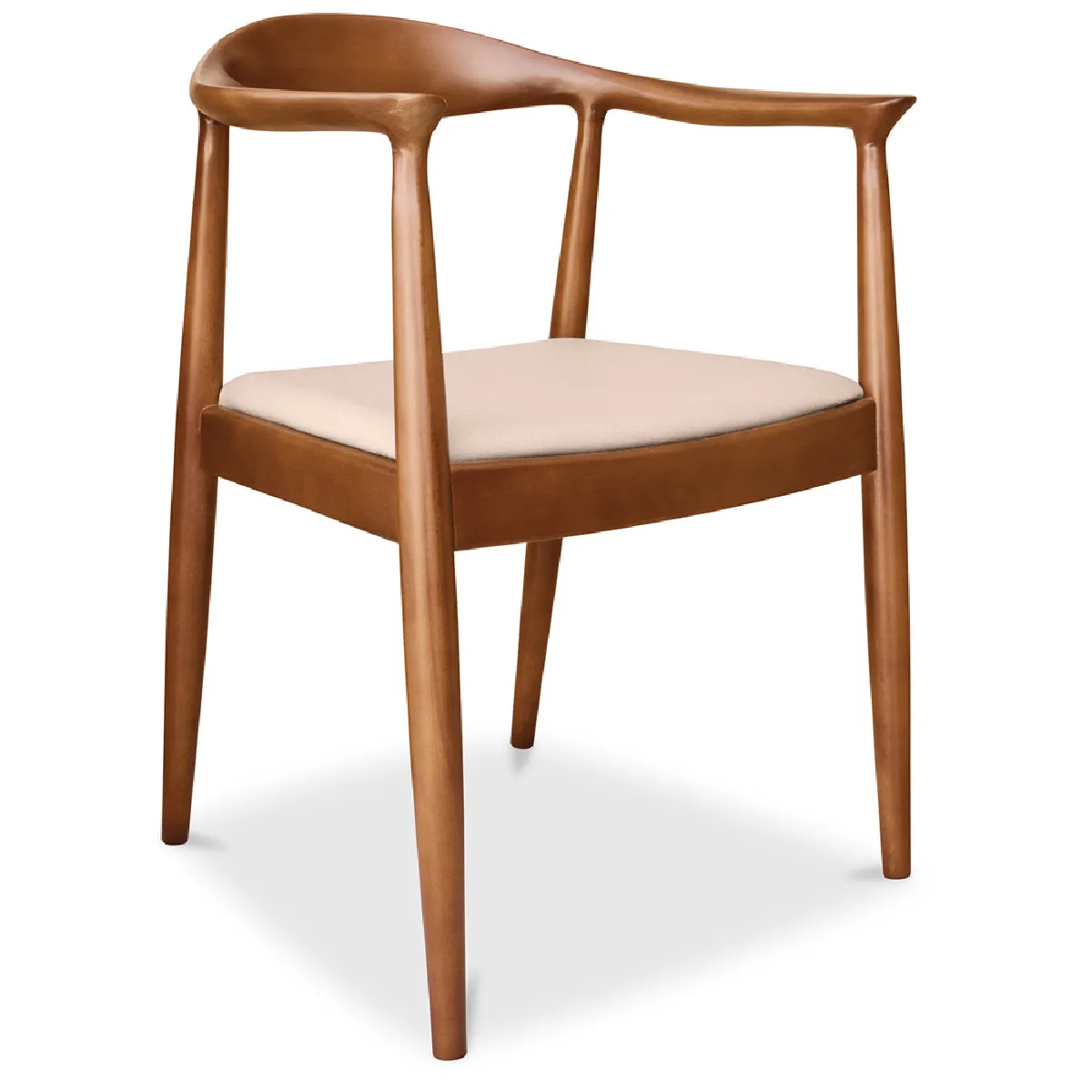 Chaise à manger - Style scandinave - Bois et cuir - Nalan Ivoire