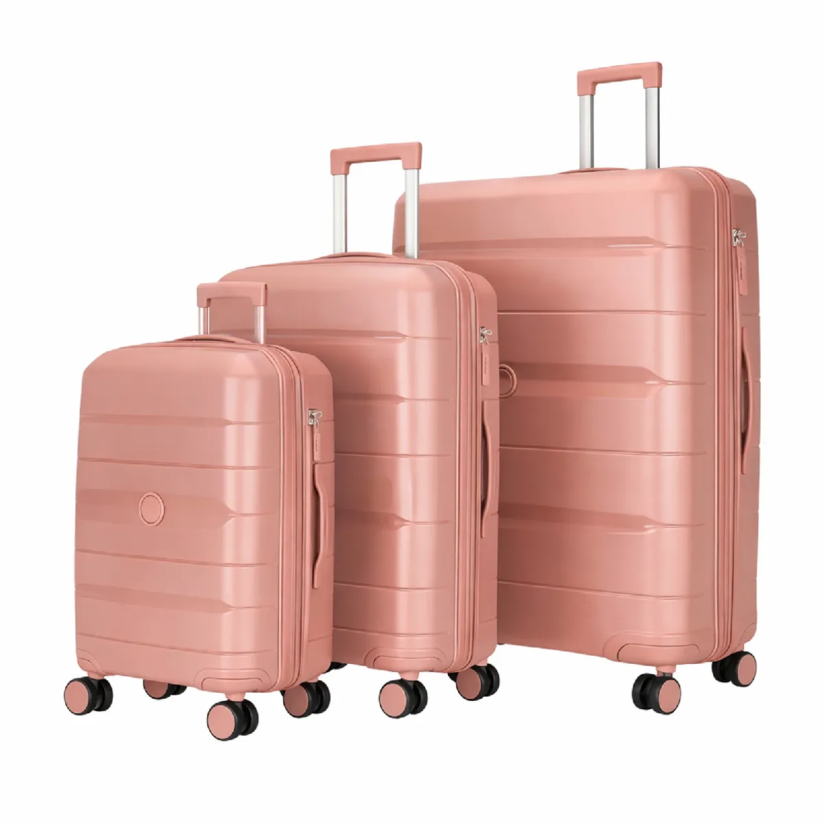 Avizar Set de 3 Valises Rigides à Roulettes 4 Roues Pivotantes 55-65-75cm Rose