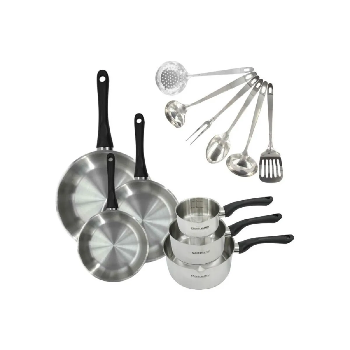 Fackelmann Noir Geneva - Set 12 Pièces Inox Induction