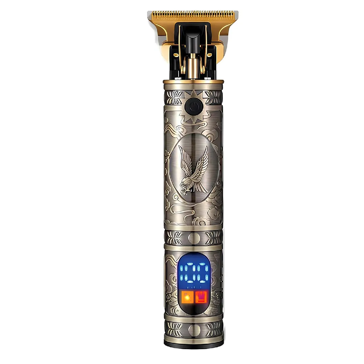 SOKANY  Tondeuse pour Barbe / Cheveux Motif Aigle avec &Eacute;cran LED Tra&ccedil;age Pr&eacute;cis Bronze