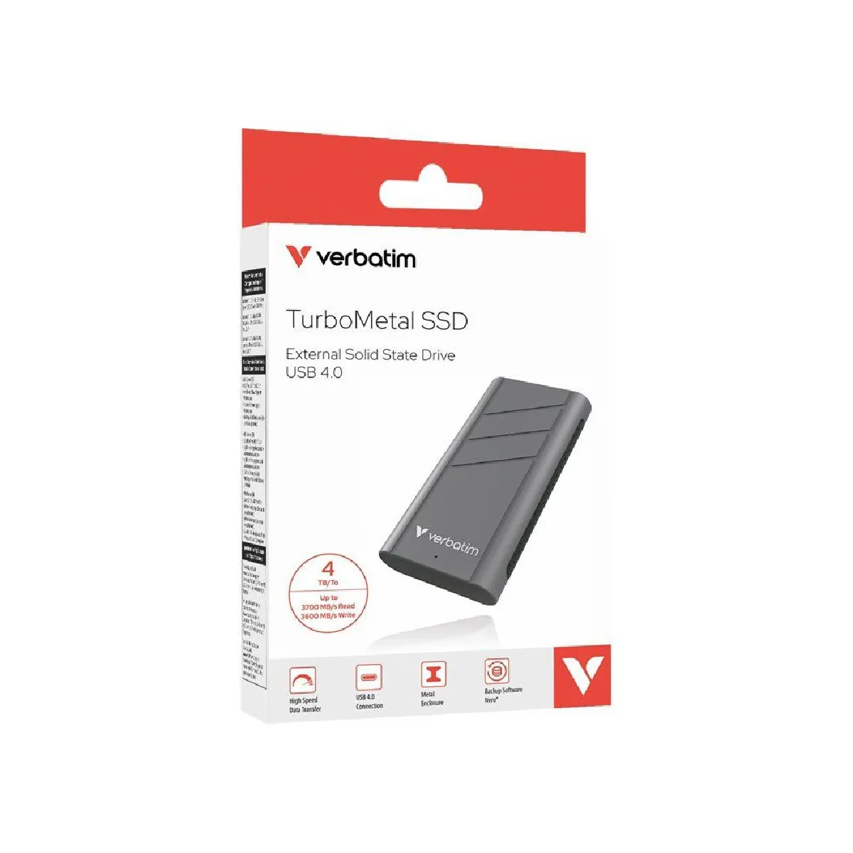 Verbatim TurboMetal - SSD externe 4 To - USB4 USB-C - Argent