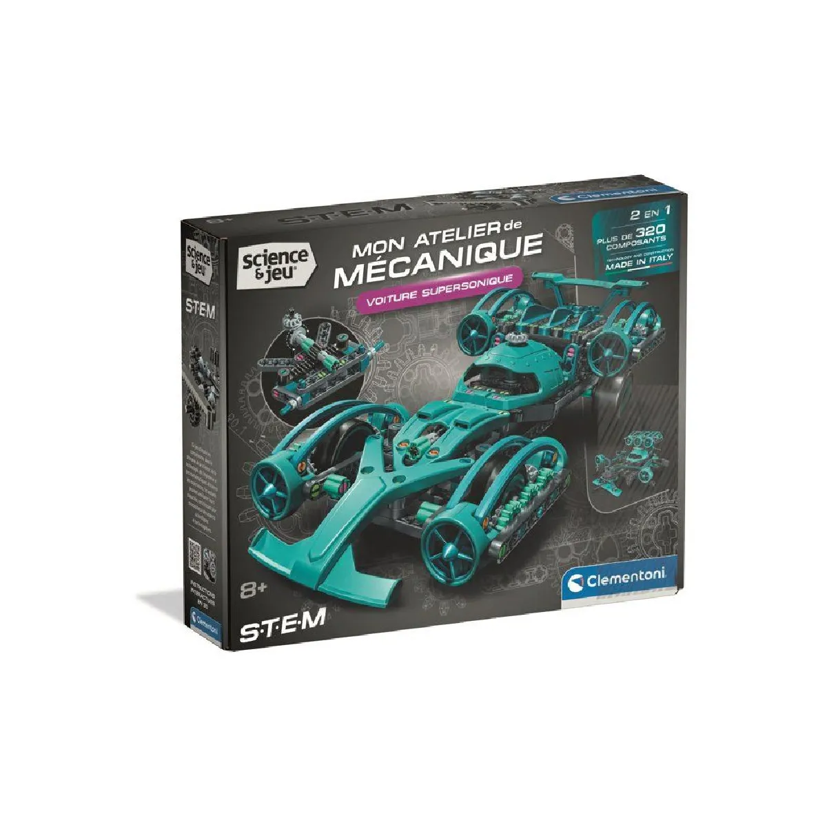 Kit de construction mécanique Clementoni Supersonic Car 2 modèles 320+ pièces Neuf - vue 5