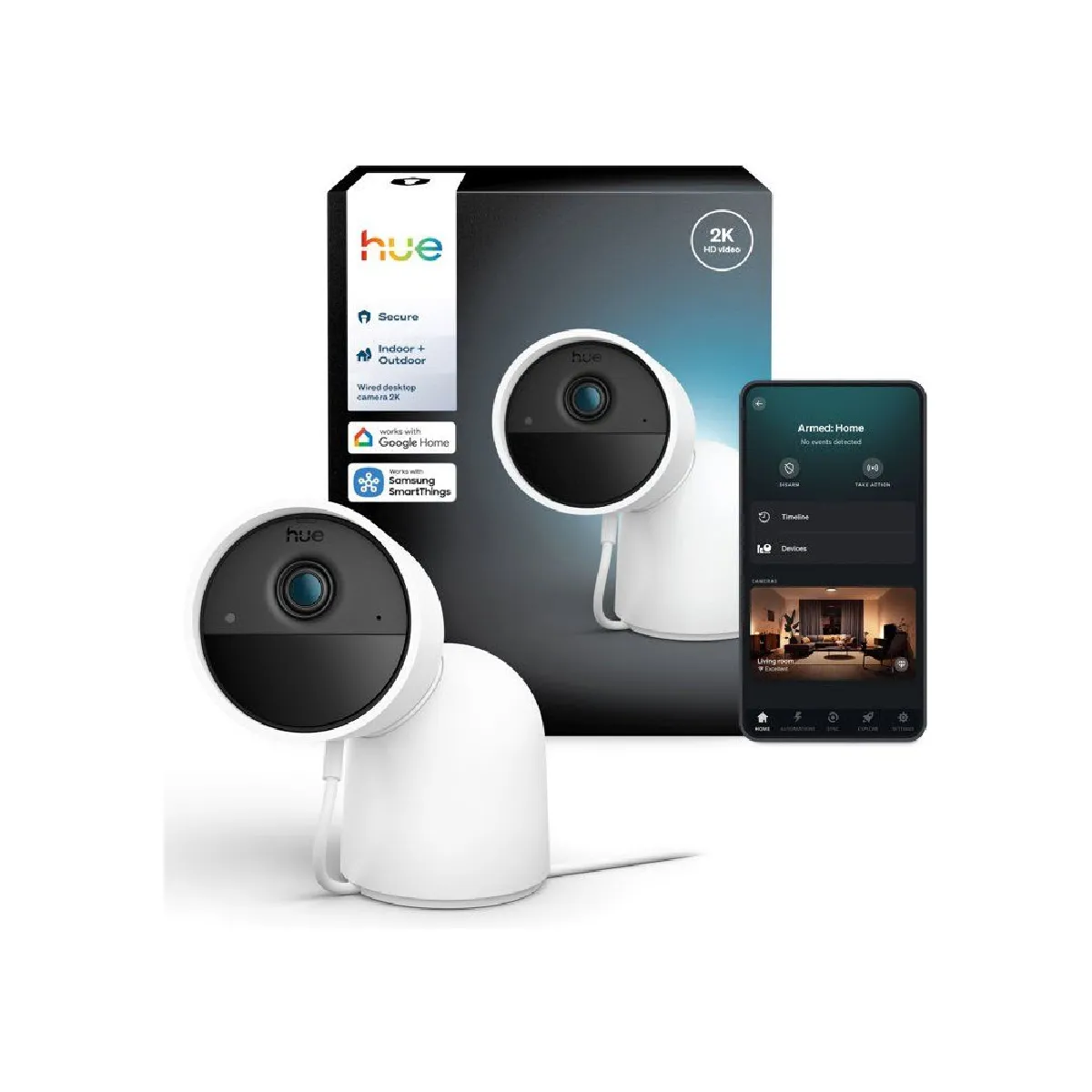 Philips Hue Blanc Caméra De Sécurité Extérieure 2K Filaire