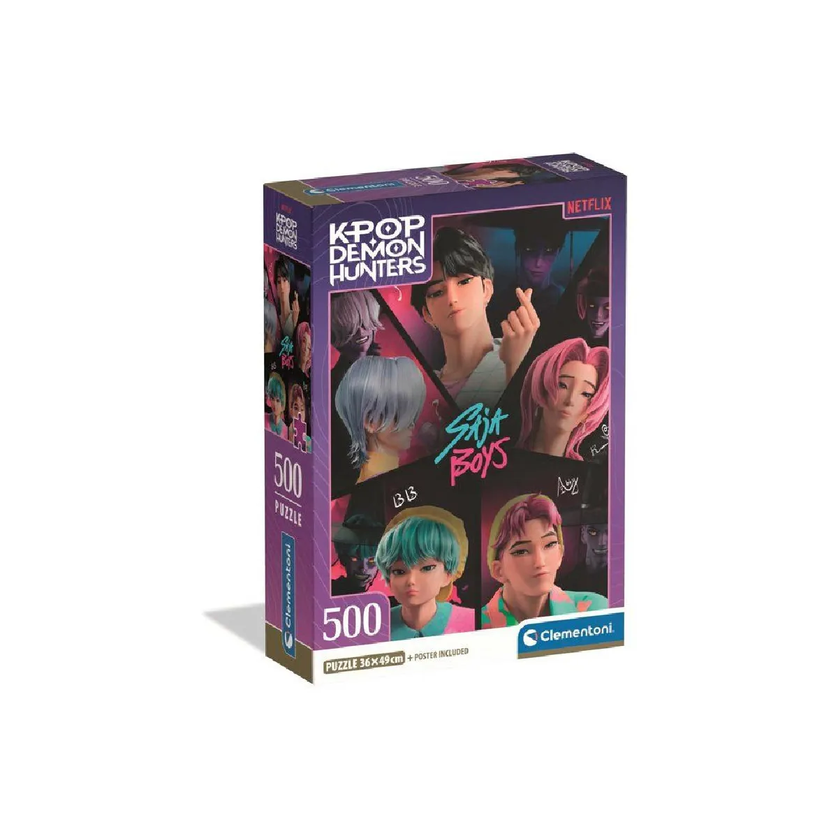 Puzzle Clementoni K Pop Demon Hunters 500 pièces Poster inclus 49 x 36 cm Boîte compacte Neuf - vue 4