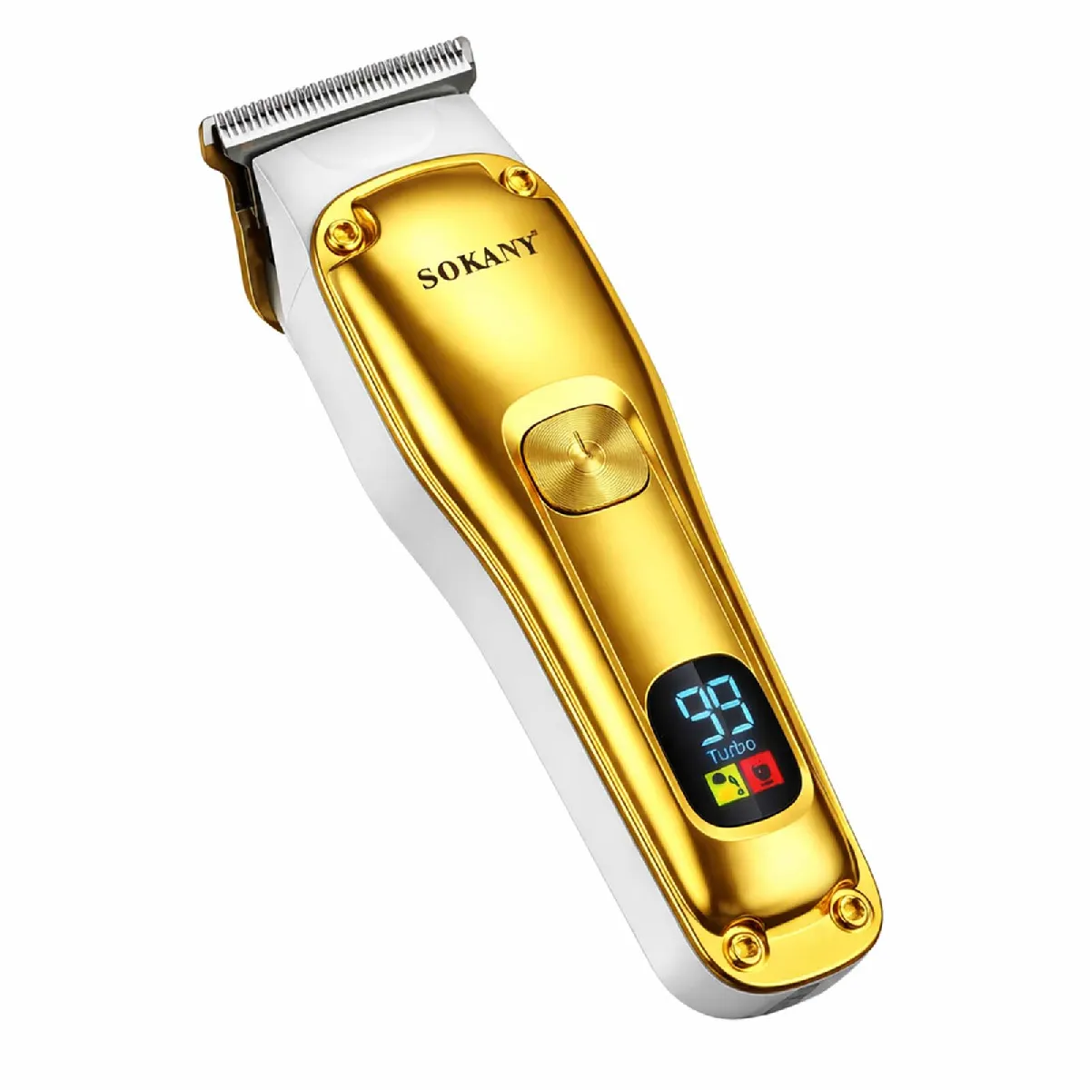 SOKANY  Tondeuse Sans Fil pour Cheveux / Barbe avec &Eacute;cran LED Finitions Pr&eacute;cis Blanc / Dor&eacute;