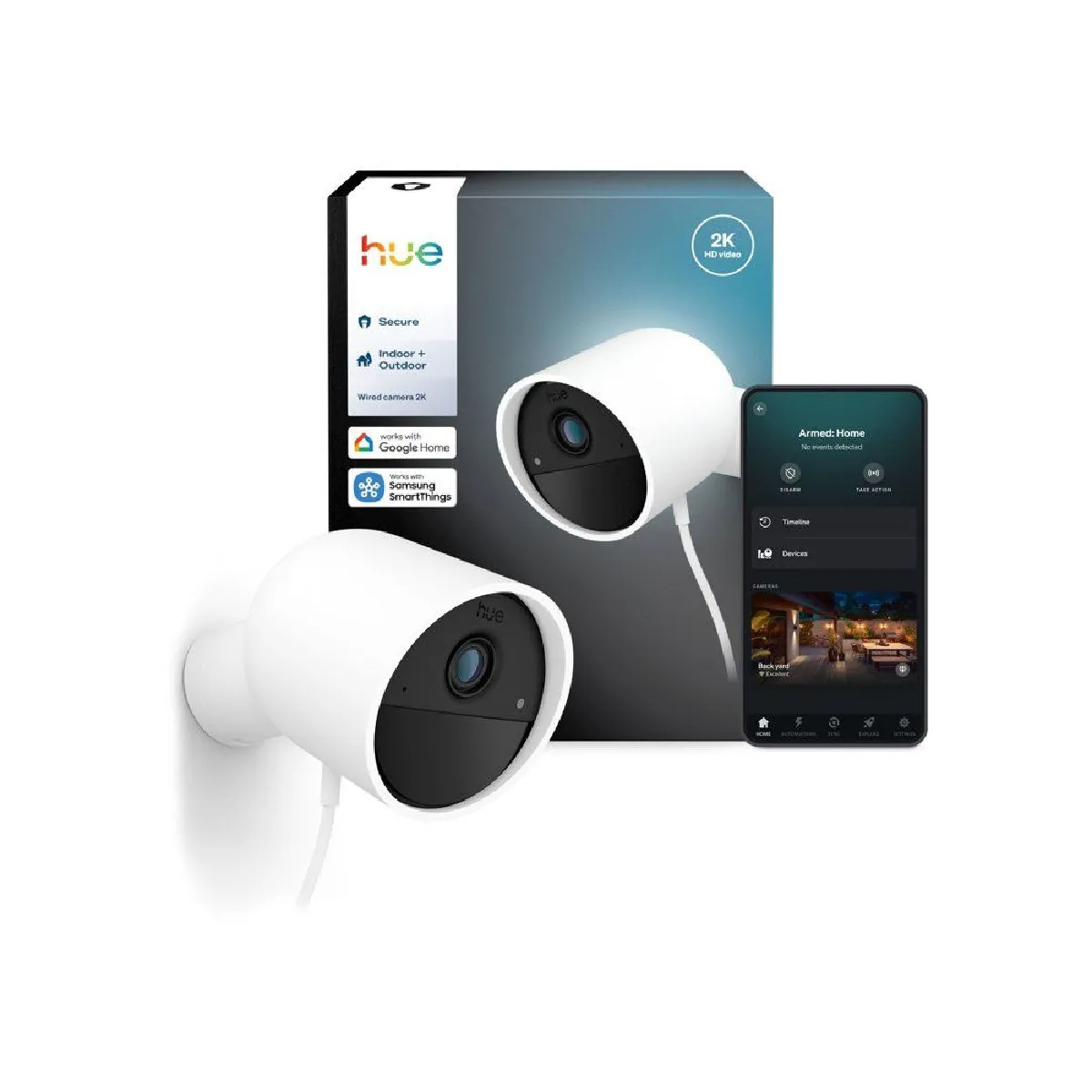 Philips Hue Blanche Caméra Connectée Extérieure Filaire 2K
