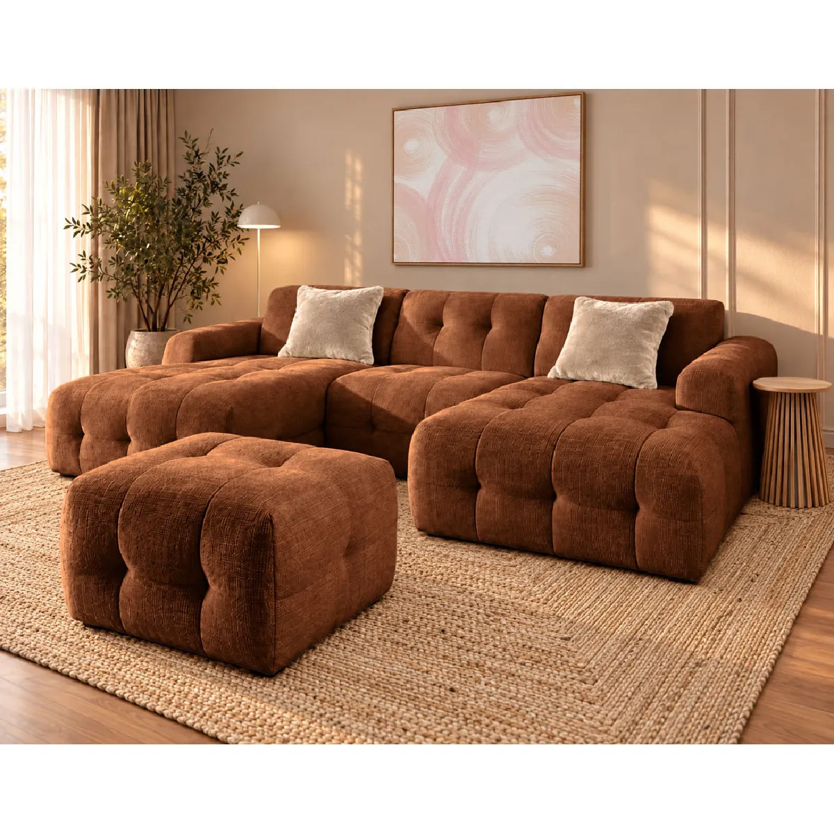 Bestmobilier Diane - Pouf En Velours Texturé