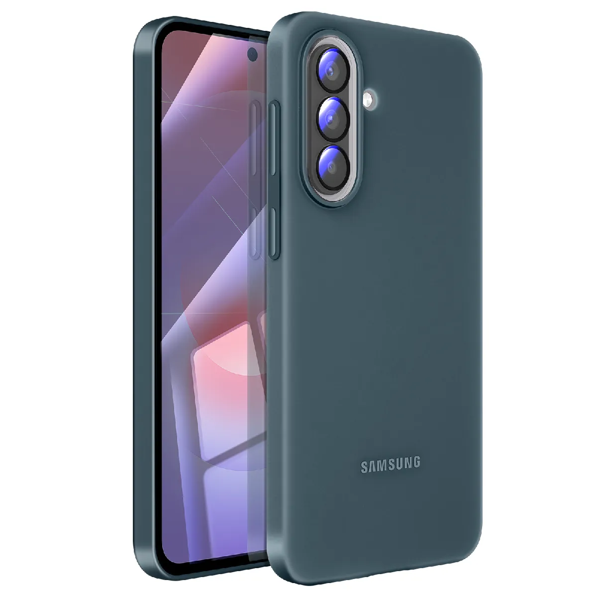 Samsung Coque pour Samsung Galaxy A37 en Silicone Lisse avec Rebords Surélevés Vert foncé
