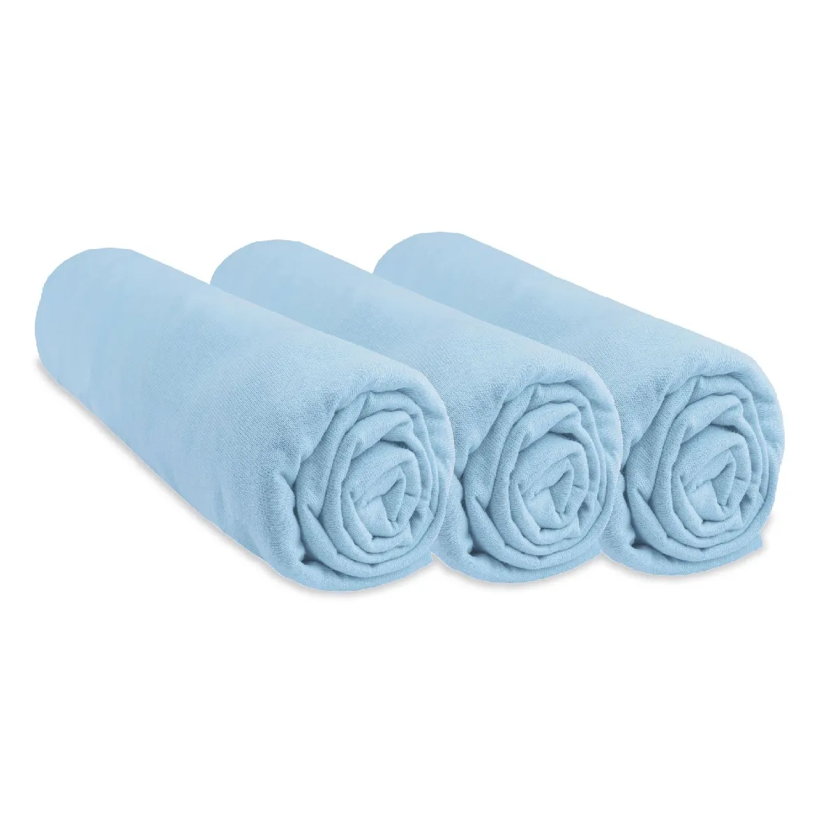 Easy Dort Lot De 3 Draps Housse Jersey 100% Coton - 60X120 Cm - Ciel