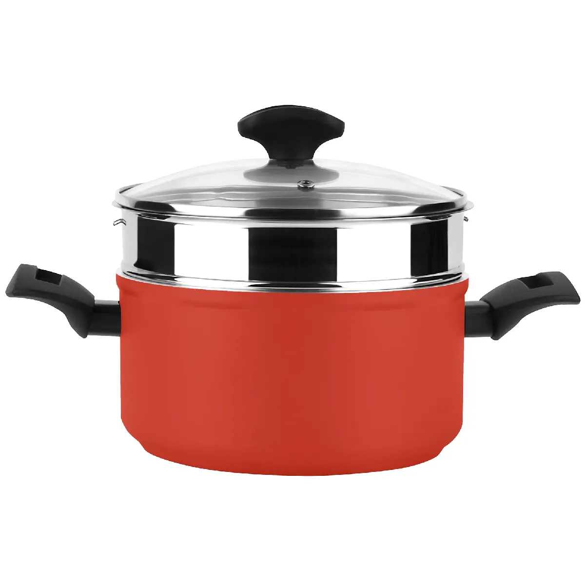 Faitout Vapeur Induction 20 cm Panier Vapeur en Acier Inox. Couvercle en Verre Maxima FAG