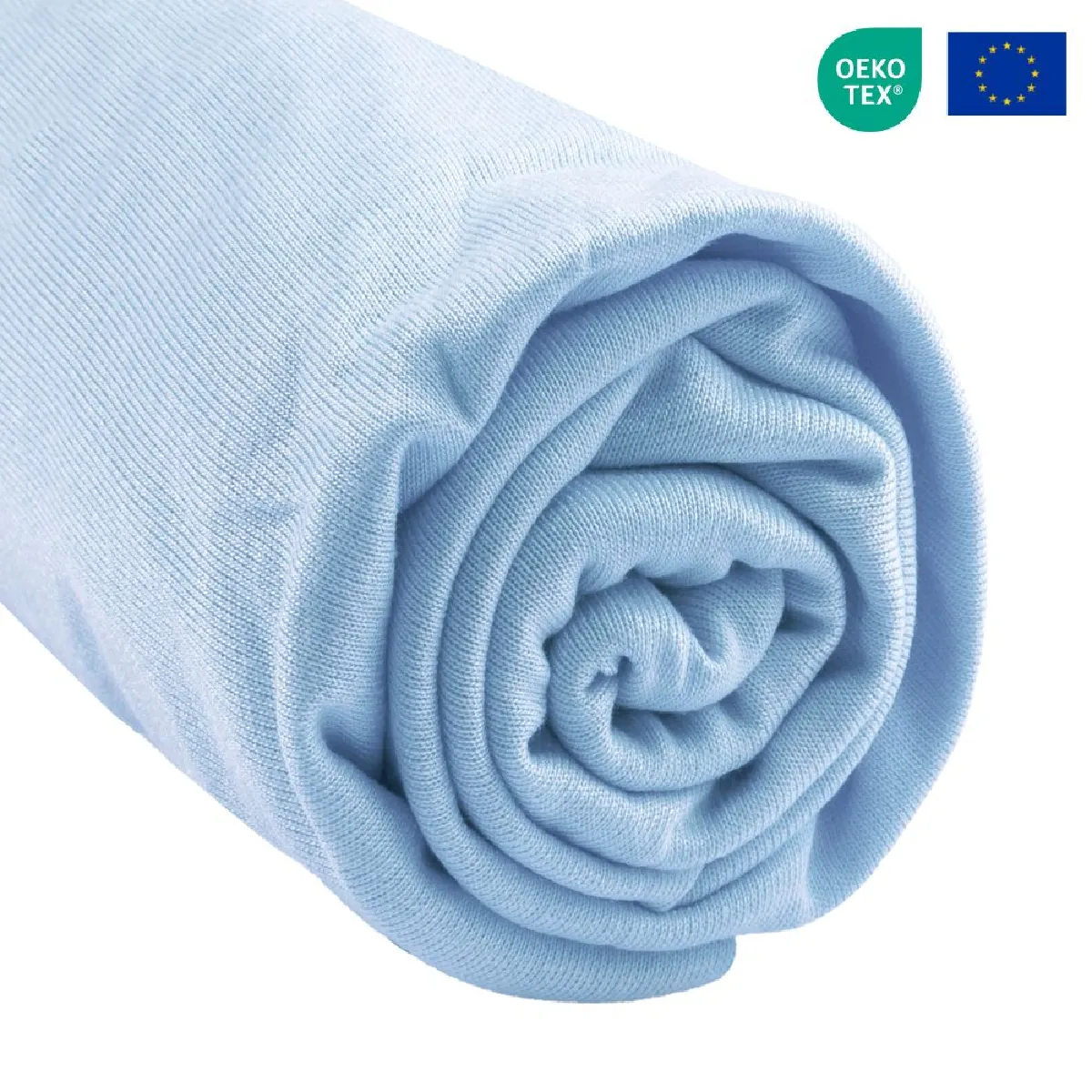 Drap housse 90x190 / 90x200 cm Bambou - Ciel