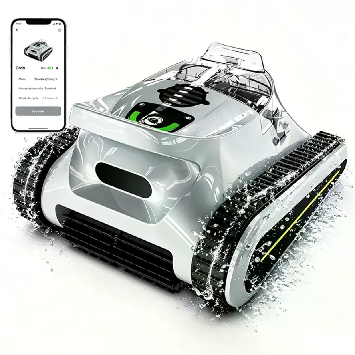 SEAUTO Robot Piscine Sans Fil -180min&200m&sup2; d'Autonomie - Filtration Ultra-Fine - Bac 3L, avec
