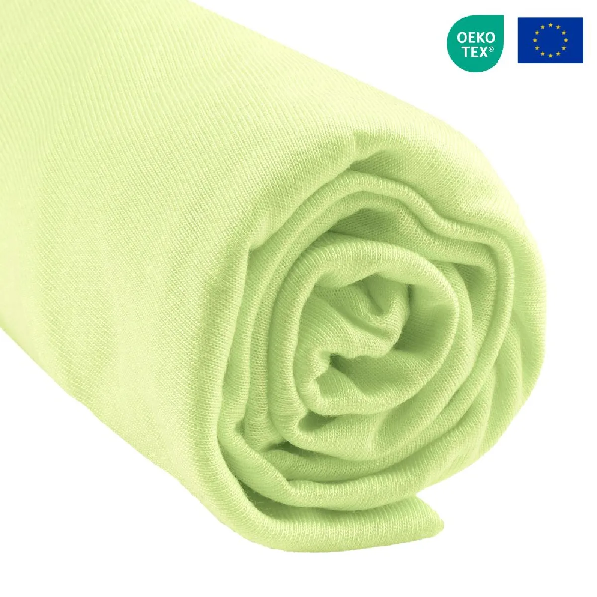 Drap housse 140x190 / 140x200 cm Bambou lit deux places - Anis