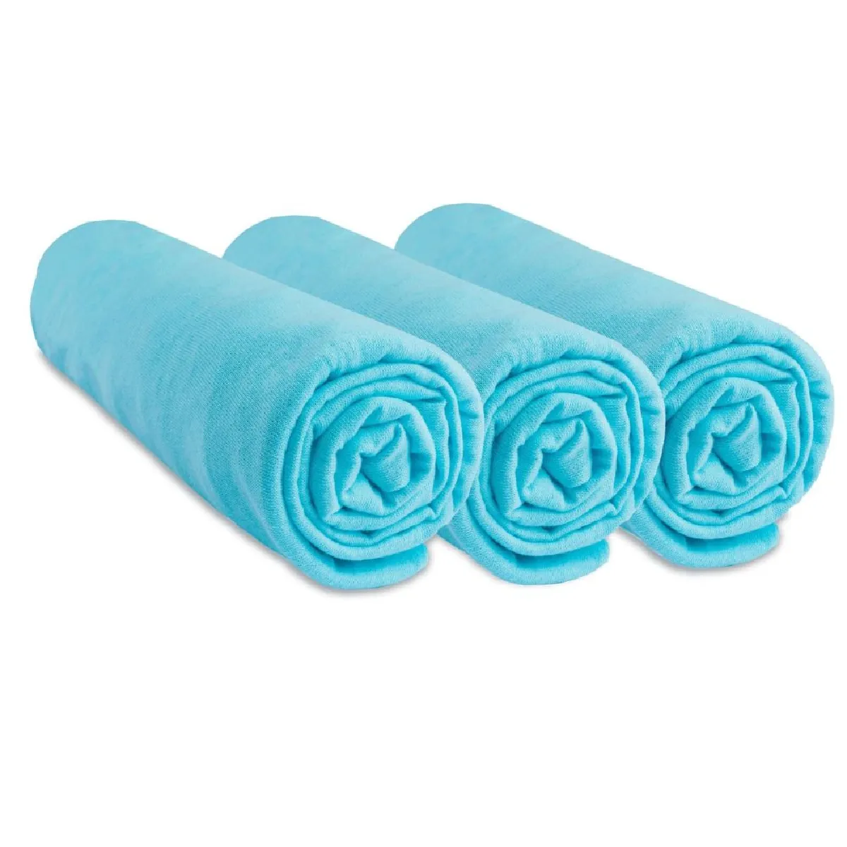 Easy Dort Turquoise Lot De 3 Draps Housse Jersey 100% Coton - 60X120 Cm