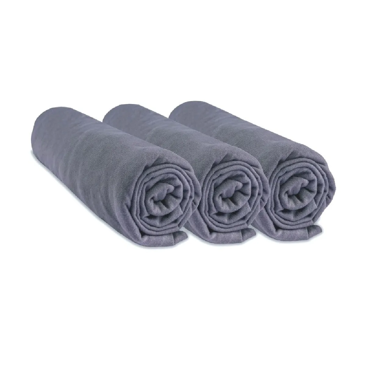 Easy Dort Gris Lot De 3 Draps Housse Jersey 100% Coton - 60X120 Cm