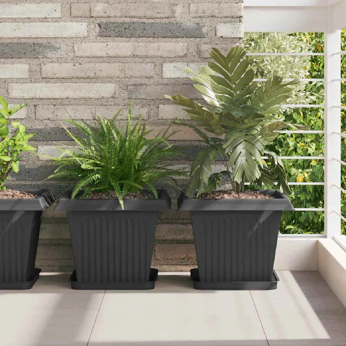 vidaXL Plateau carré à fleurs 6 pcs 25 5 x 25 5 x 2 5 cm