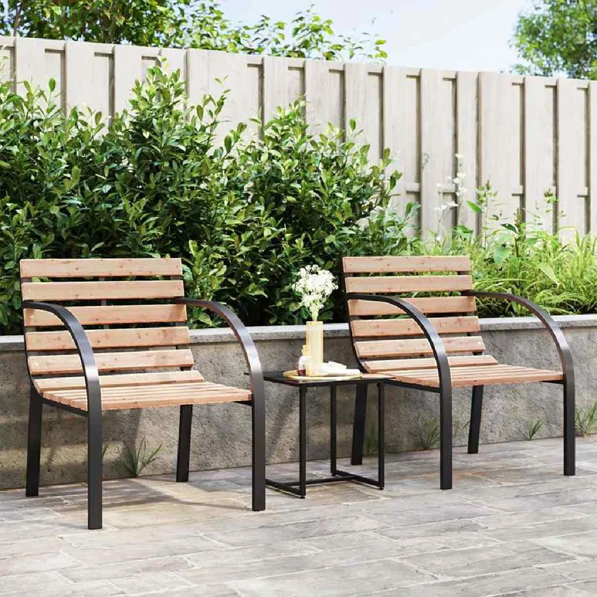 Vidaxl Marron Lot De 2 Chaise H. 82 Cm Non Pliable En Bois Exterieur - Image 3