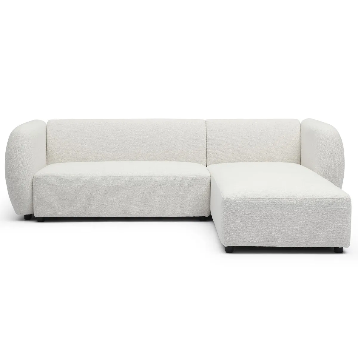 Menzzo Canapé d'angle réversible moderne tissu bouclette crème