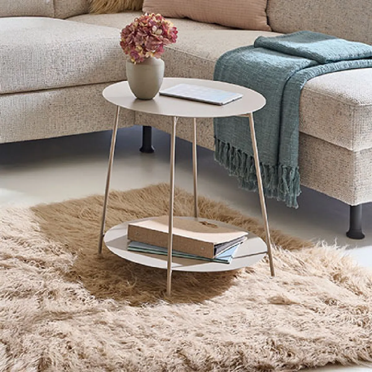 Mes Table D'appoint Ronde 50X50 Cm En Métal Sable