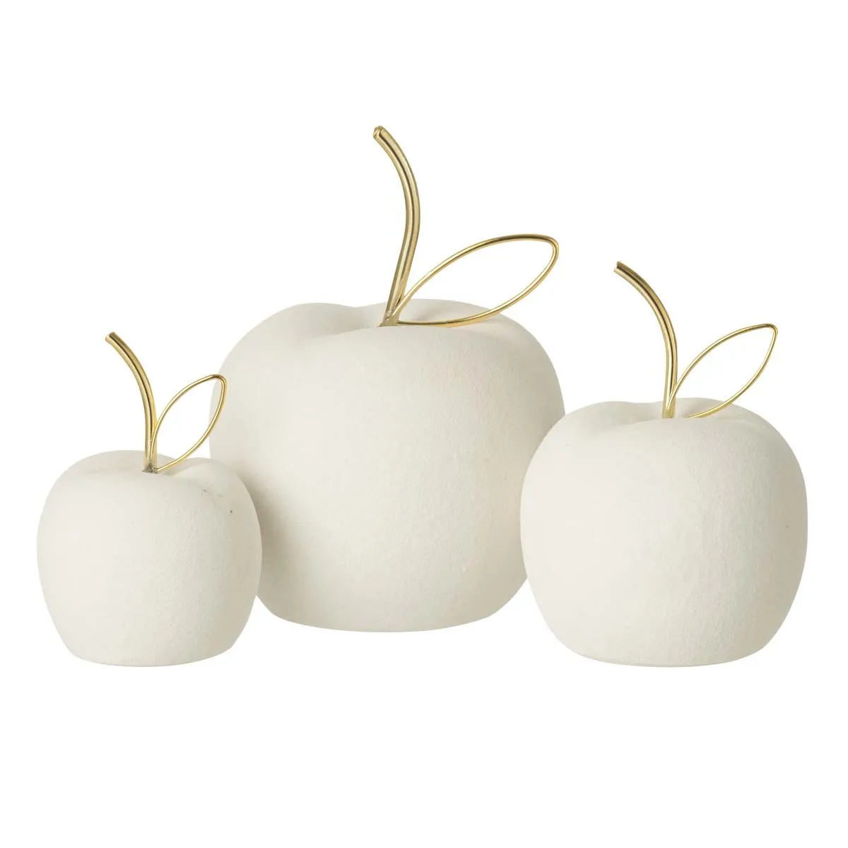 Paris Prix Blanc Lot De 3 Pommes Déco Porcelaine 15Cm