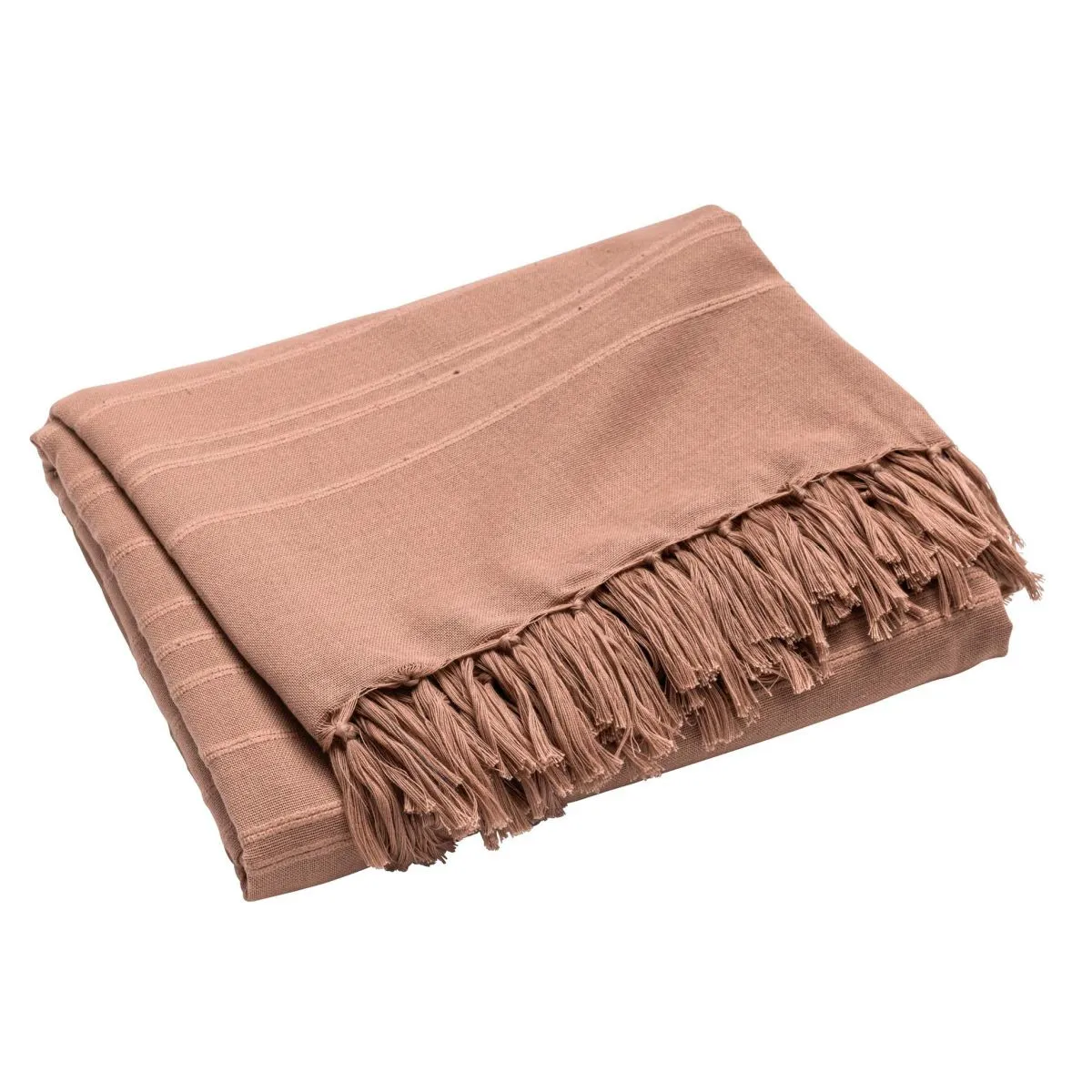 DOUCEUR D INTERIEUR Plaid &agrave; Franges Lilia 240x260cm Mocha