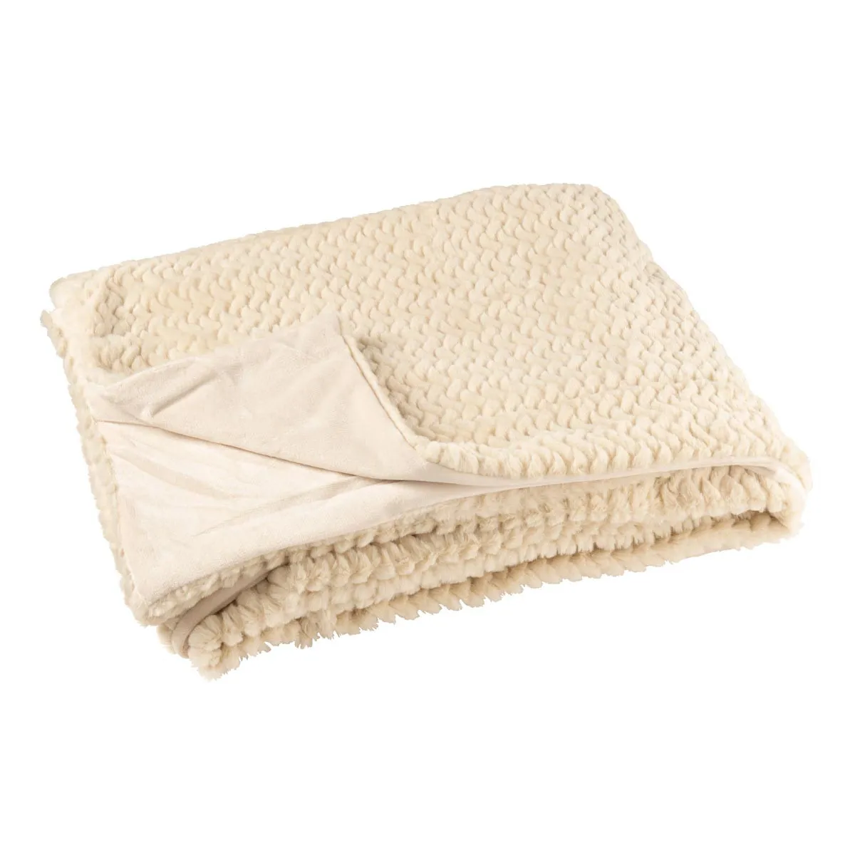 PARIS PRIX Plaid Uni Winter 130x180cm Beige