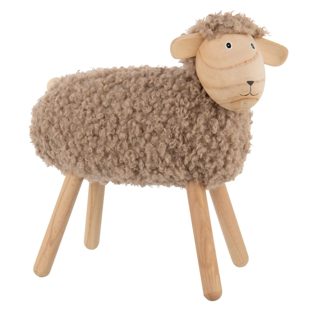 Generique Beige Statuette Mouton En Bois "Chalet" 45Cm - Image 2