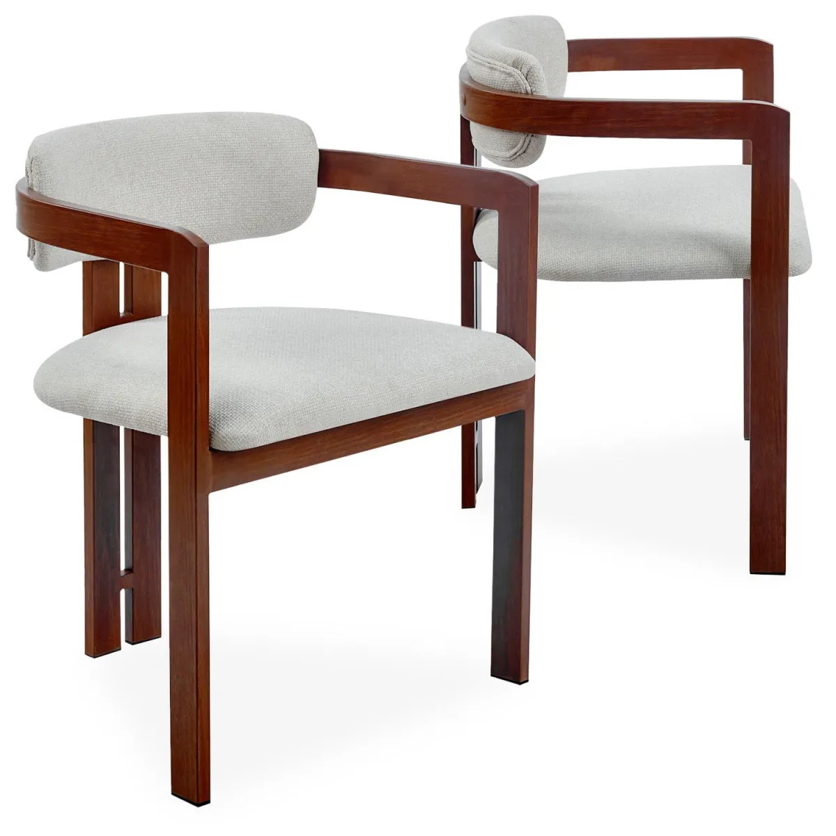 Lot de 2 Chaises Design Galia 75cm Beige & Marron