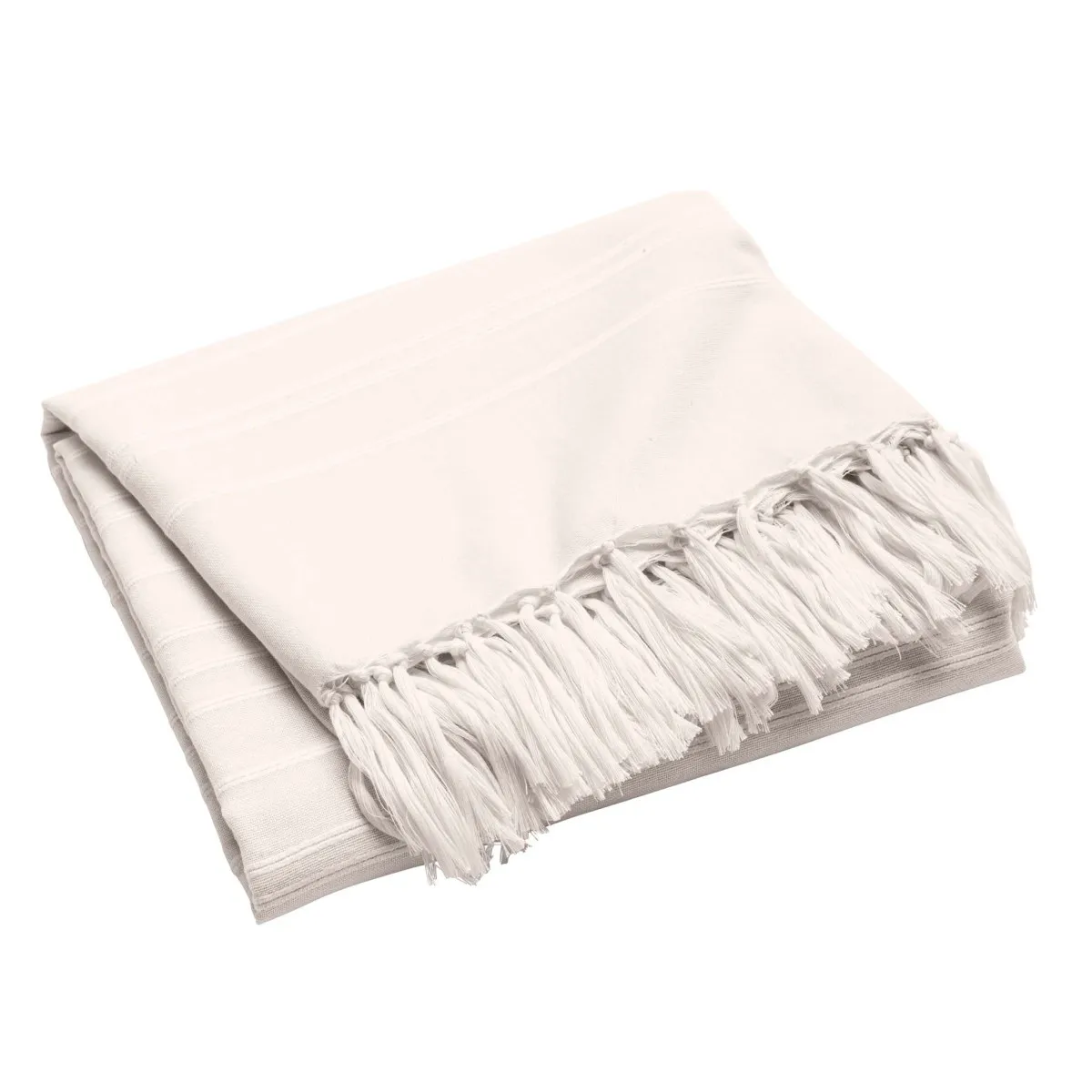 DOUCEUR D INTERIEUR Plaid &agrave; Franges Lilia 240x260cm Naturel