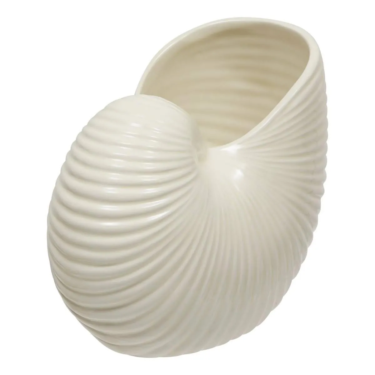ATMOSPHERA Vase Coquillage en Dolomite Oc&eacute;ania 22cm Blanc