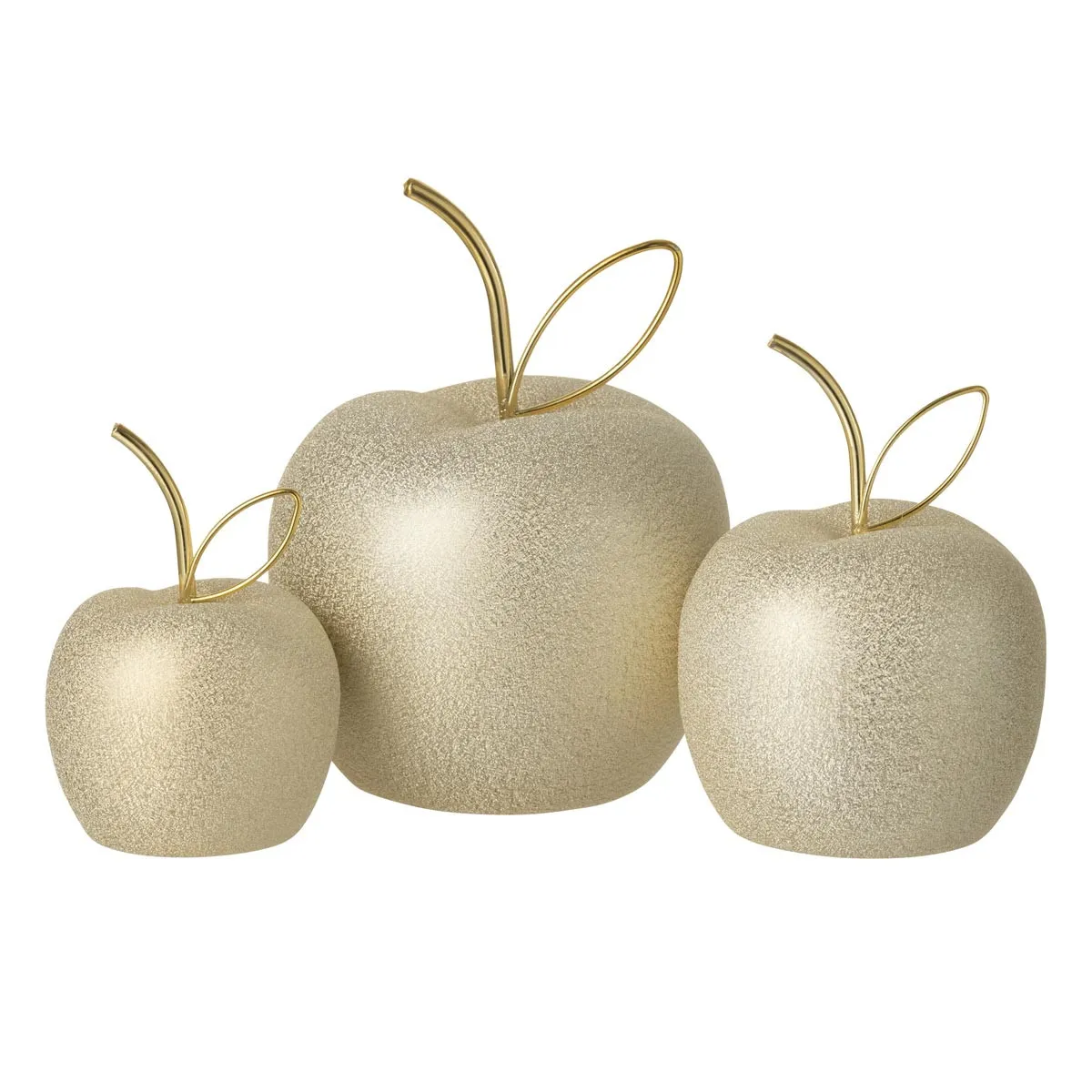 Paris Prix Lot De 3 Pommes Déco Porcelaine 15Cm Doré