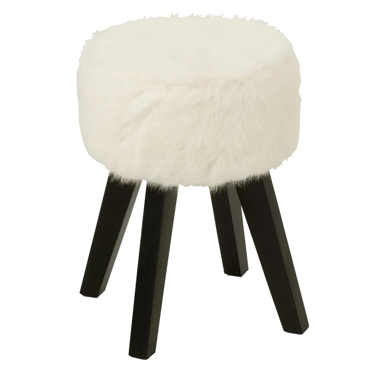 Tabouret Imitation Fourrure Bun 30cm Blanc