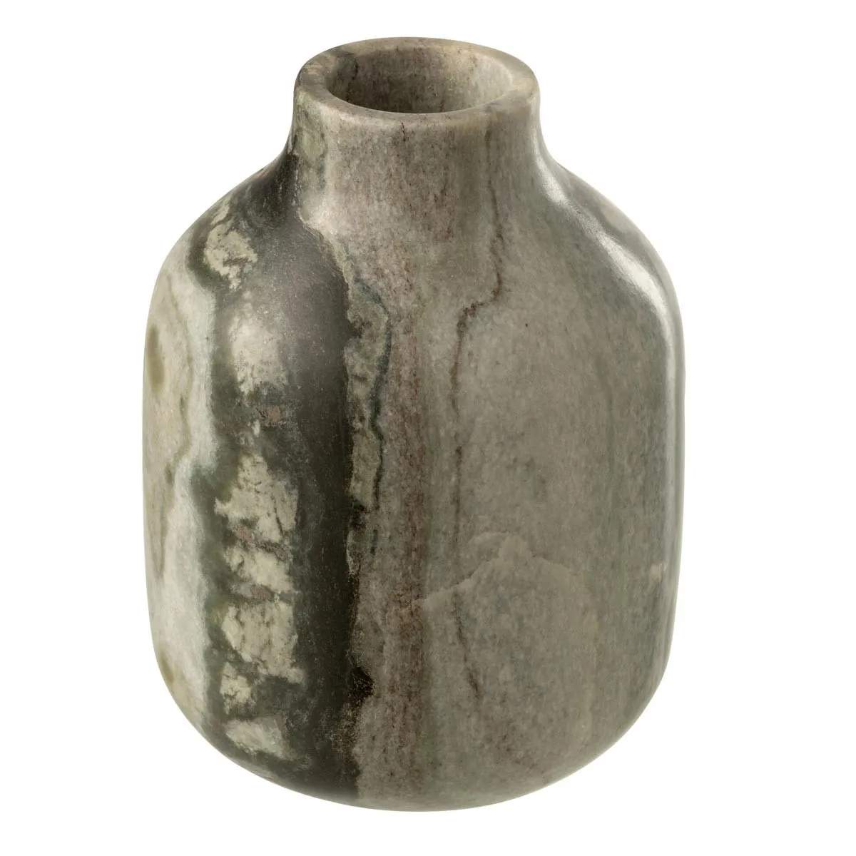 PARIS PRIX Vase D&eacute;co en Marbre ""Courchevel"" 15cm Gris Clair