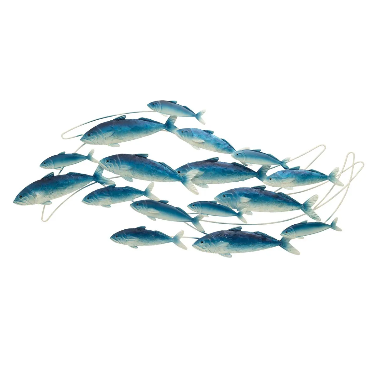 Paris Prix Bleu Déco Murale En Métal Groupe De Poissons 111Cm Foncé