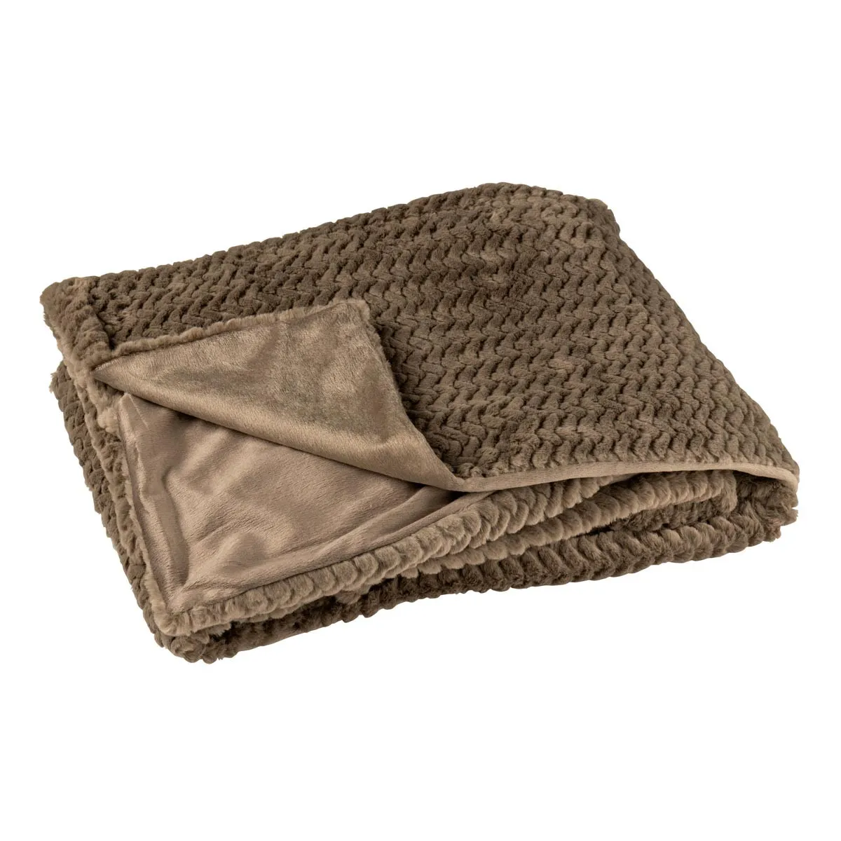PARIS PRIX Plaid Uni Winter 130x180cm Marron Fonc&eacute;