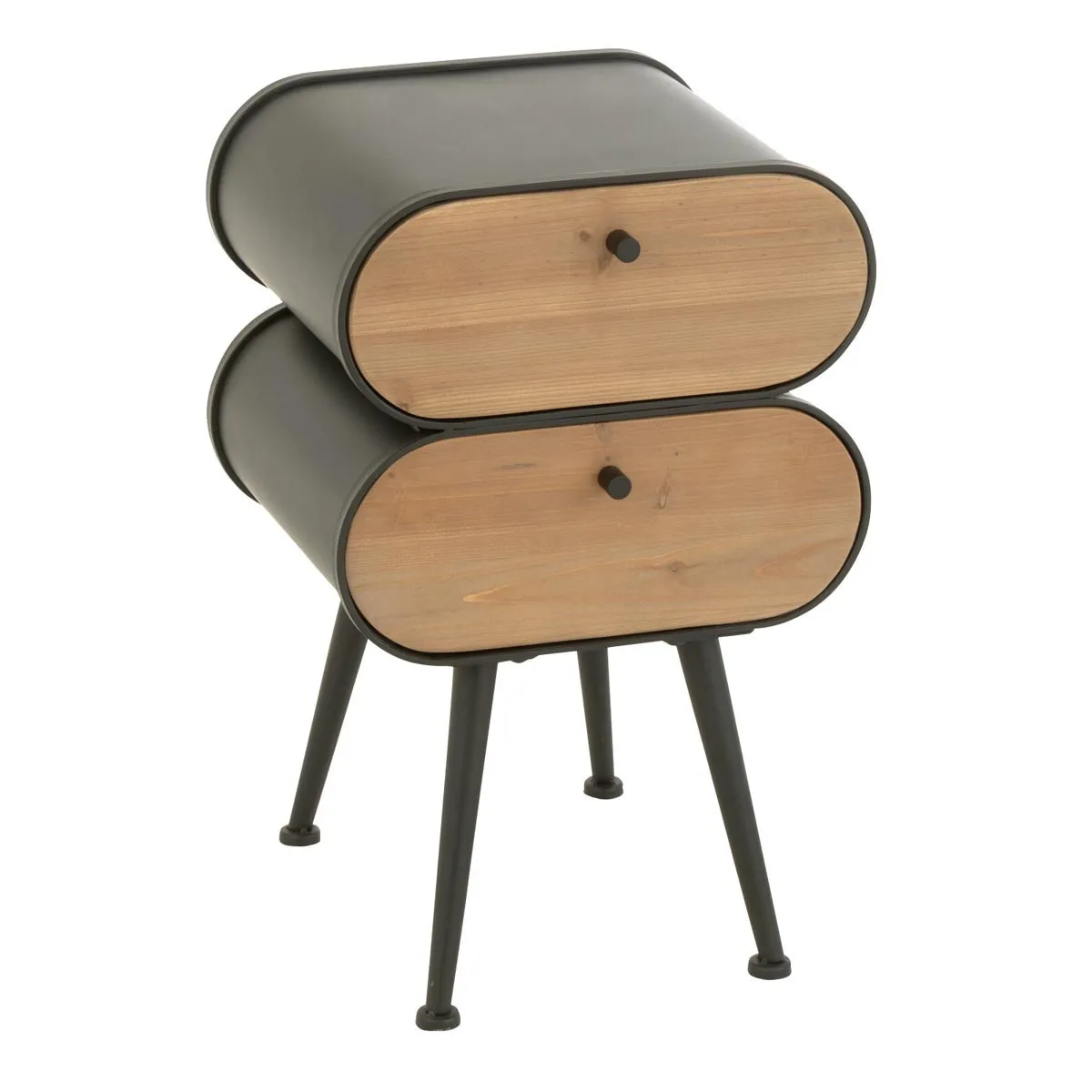 Table de Chevet 2 Tiroirs Courchevel 61cm Noir