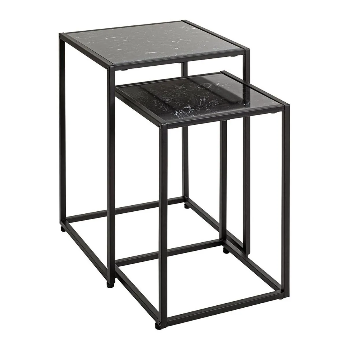 Paris Prix Noir Lot De 2 Tables D'appoint Effet Marbre Silvia 50Cm