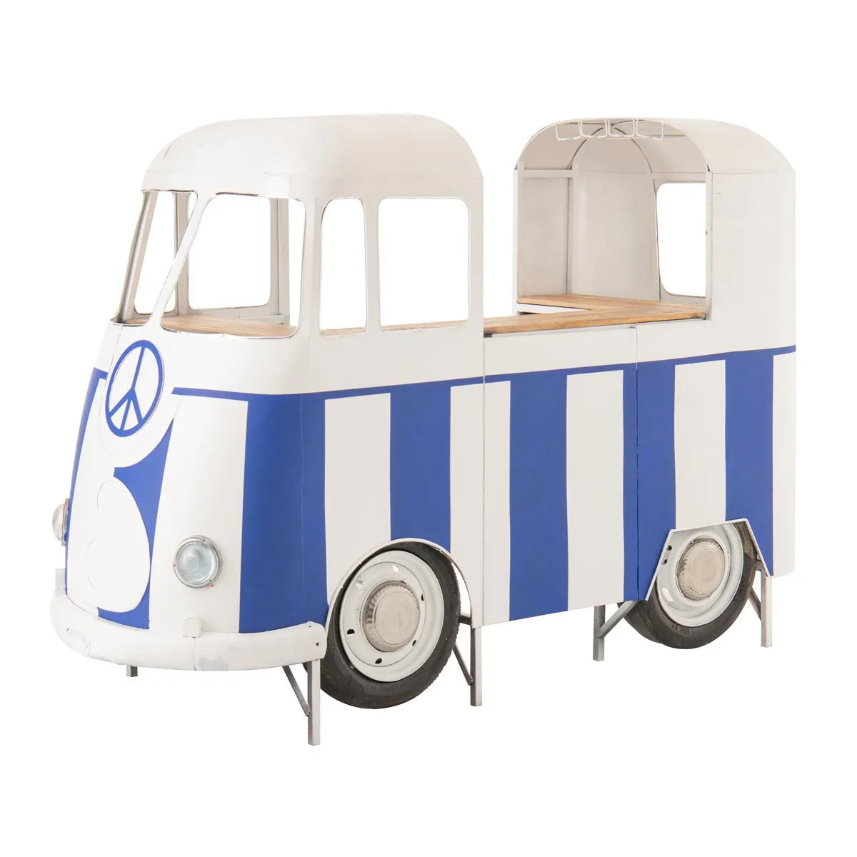 Meuble de Bar en Métal Van 227cm Bleu & Blanc
