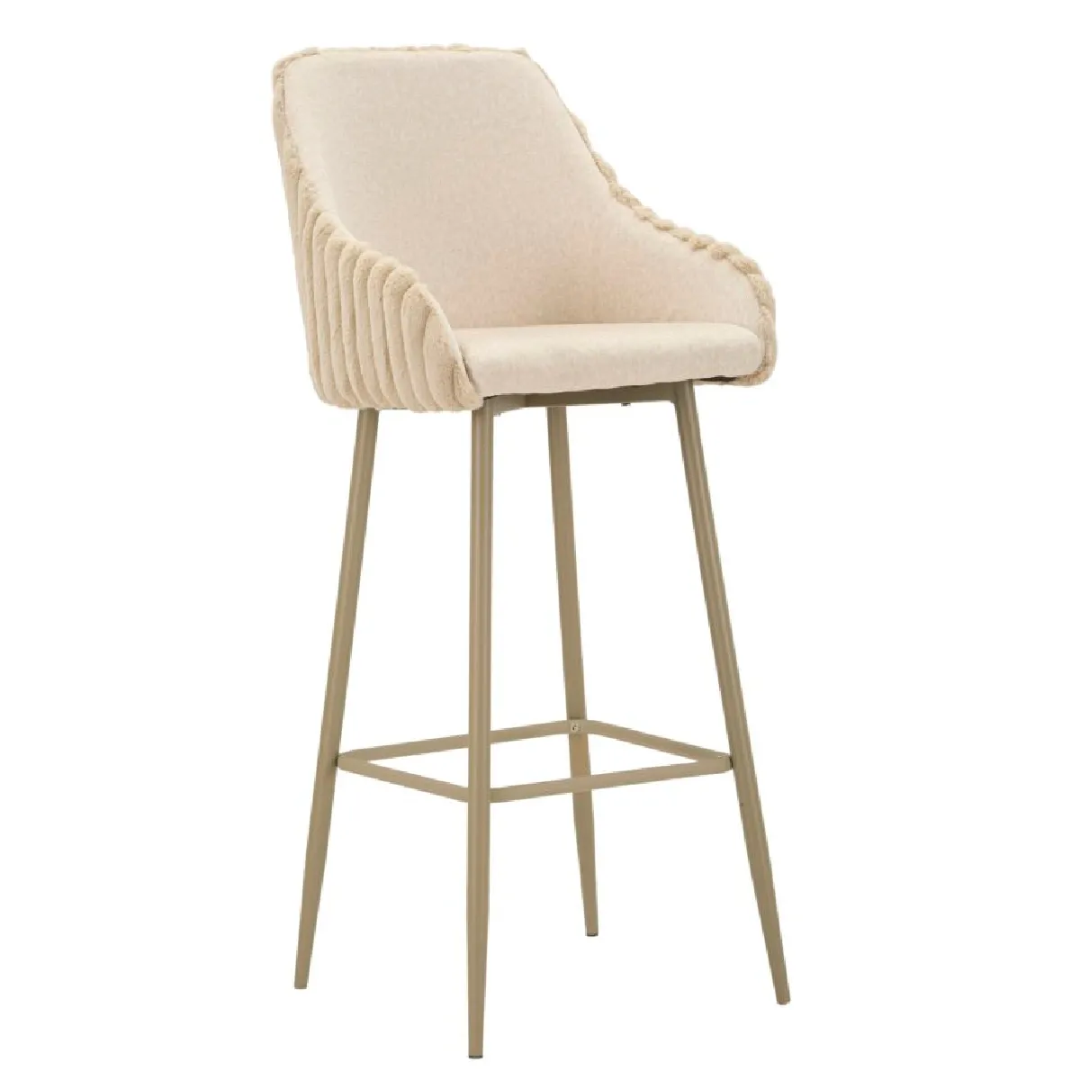 Mauro Ferretti Tabouret De Bar En Tissu Crème Et Métal
