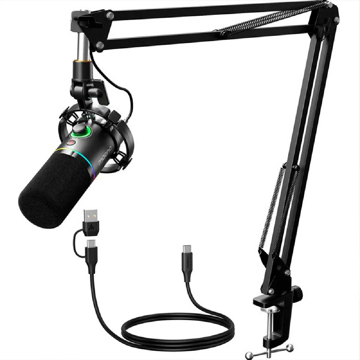 Microphone Maono PD200XS USB/XLR dynamique cardioïde RGB avec bras support - Image 2