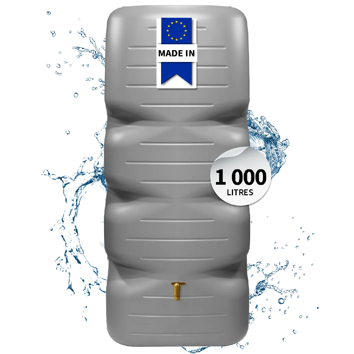GARANTIA  CUBUS Kit 1000 L, gris b&eacute;ton avec Robinet PE imitation Laiton