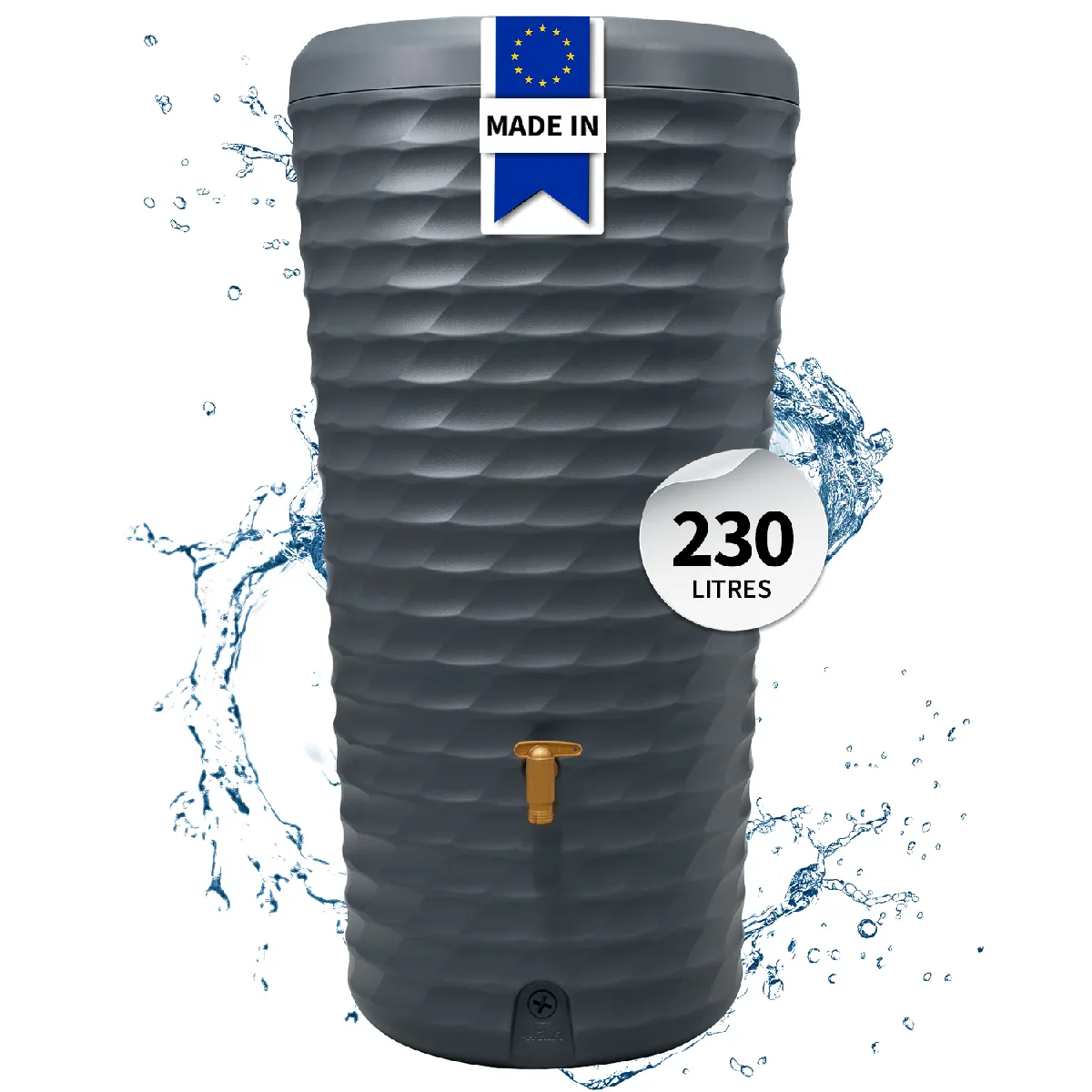 4RAIN  JOLIE 2 en 1 r&eacute;cup&eacute;rateur d'eau de pluie 230 L, gris graphite Incl. bac de plantation
