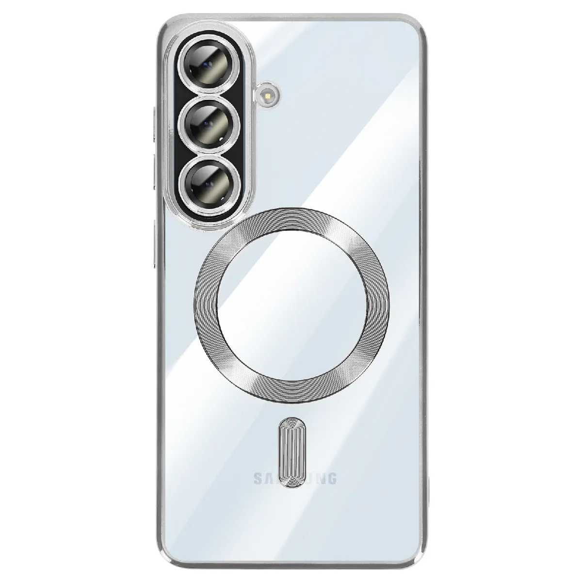Avizar Gris Coque Pour Galaxy A57 Compatible Magsafe Avec Contour Chromé