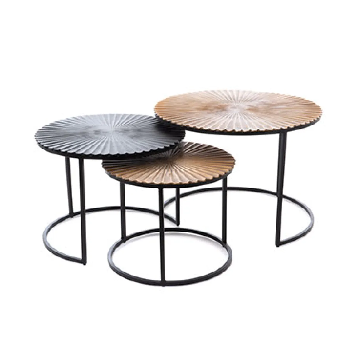 Mes Table basse ronde gigogne - Noir et or